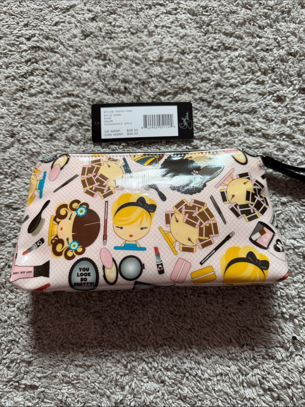 Harajuku Lovers Pink Multicolor Cosmetic Wristlet with Black Strap - Picture 2 of 5